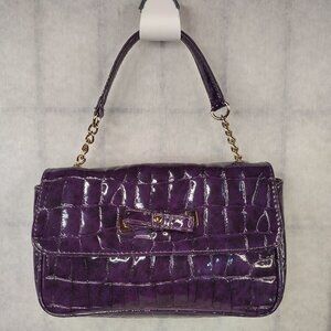 Liz Claiborne Purple Croco Faux Leather Small Shoulder Handbag Y2K
